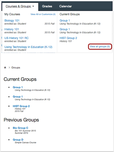 Canvas groups view