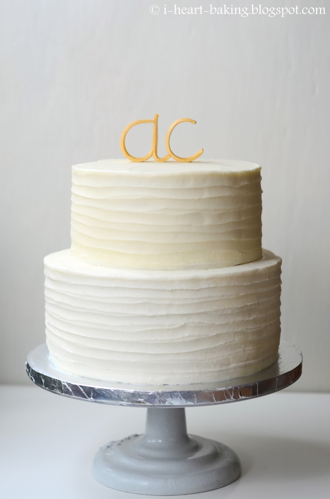 I Heart Baking Tiered Peaches And Cream Layer Cake With Handmade Gold Fondant Letter Toppers