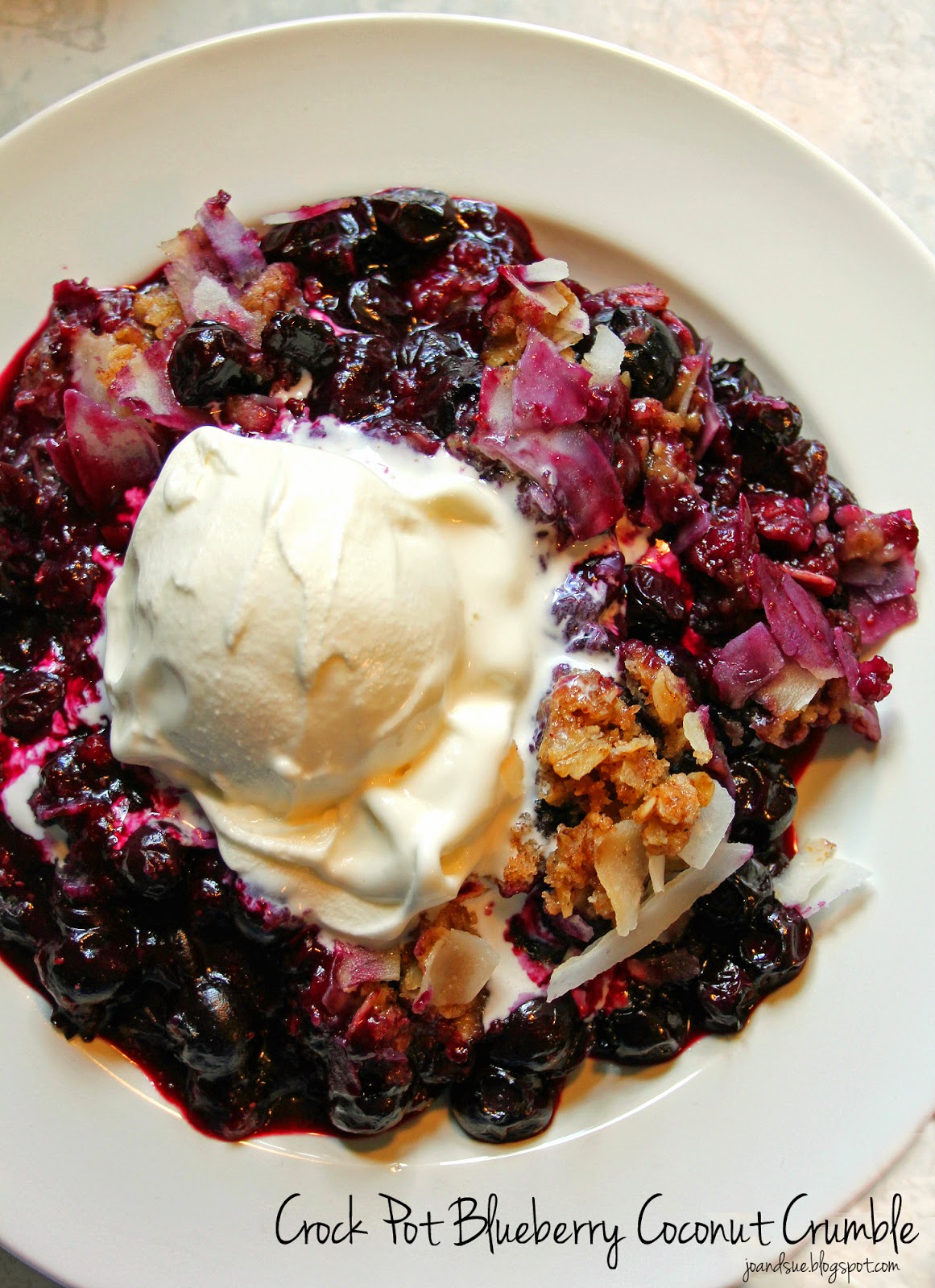 Jo and Sue Crock Pot Blueberry Coconut Crumble