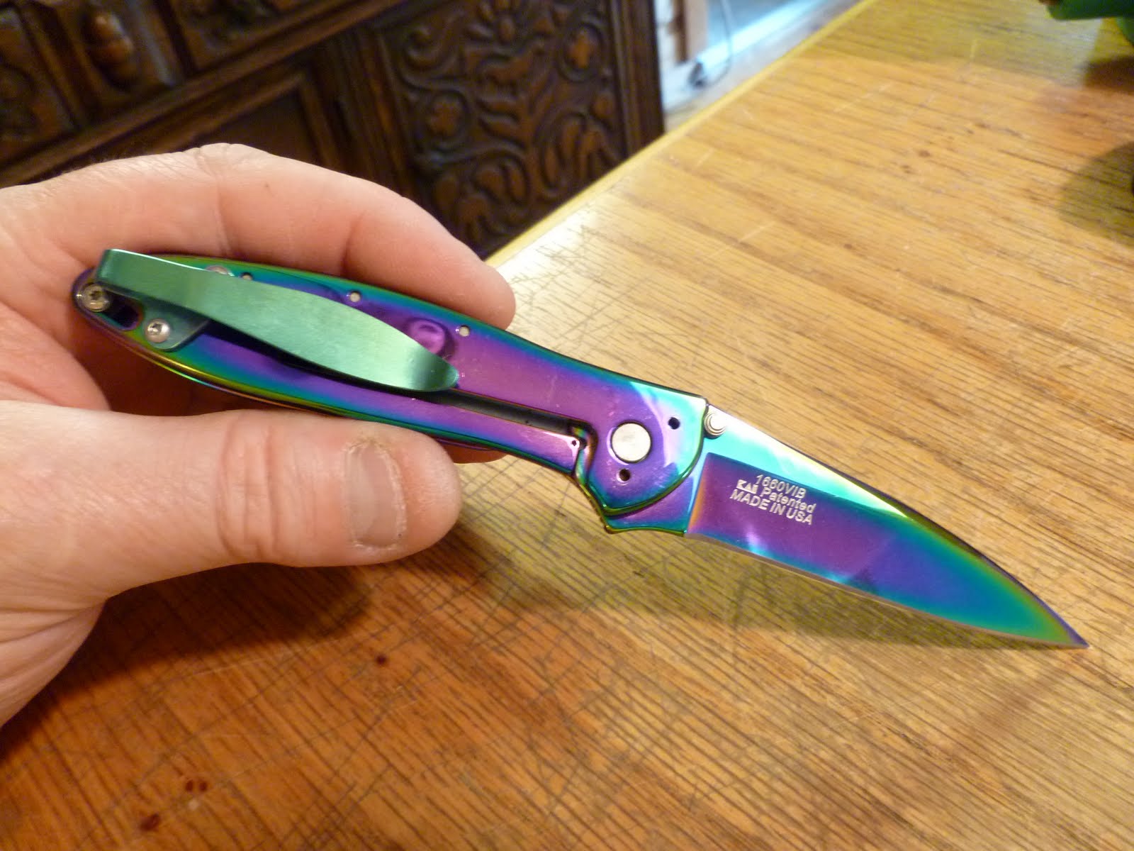 STRsBack Yard Knife Works Kershaw Rainbow Leek with STR emerald green
