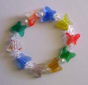 8" Colorful Glass Butterflies & Clear Swarovski Bracelet $30.00