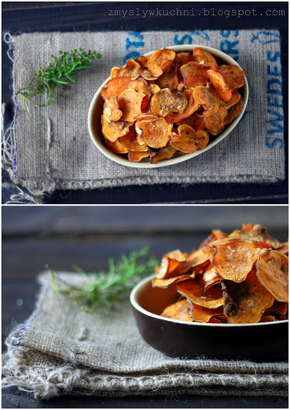 Senses in the kitchen Oven baked sweet potato crisps (with herbs