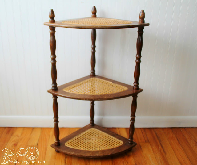 Caned Corner Shelf Makeover with Chalk Paint via KnickofTimeInteriors.blogspot.com Caned Corner Shelf Makeover with Chalk Paint via KnickofTimeInteriors.blogspot.com
