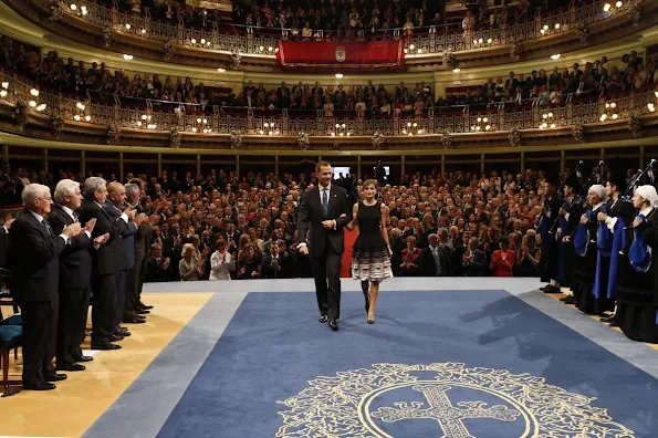 King Felipe VI of Spain, Princess Letizia of Spain and Queen Sofia of Spain attend the Princess of Asturias awards ceremony at the Campoamor Theatre