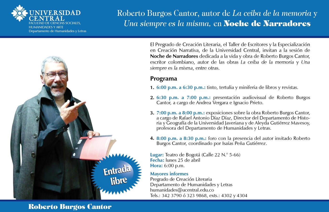 NOCHE DE NARRADORES Roberto Burgos Cantor, autor de