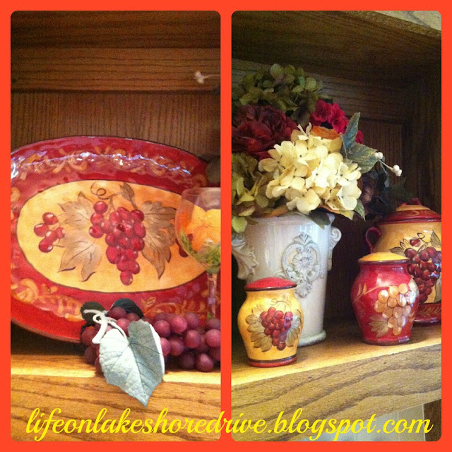 Red and gold kitchen vignette