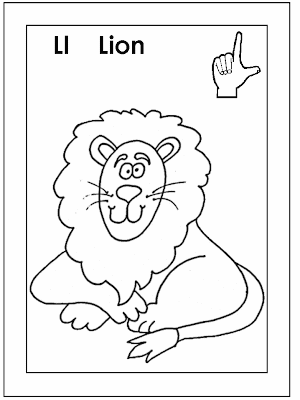 Sign Language Letter L Coloring Page