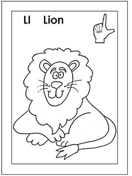 Sign Language Letter L Coloring Page