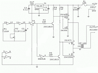 Push-Pull Square wave DC-to-AC Inverter