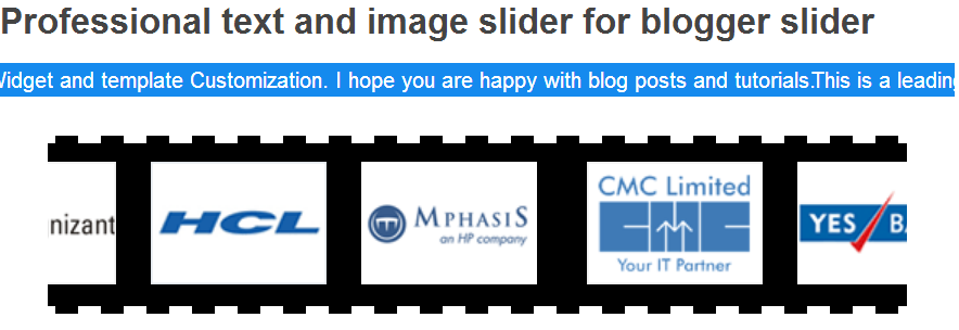 professional text and image slider for blogger