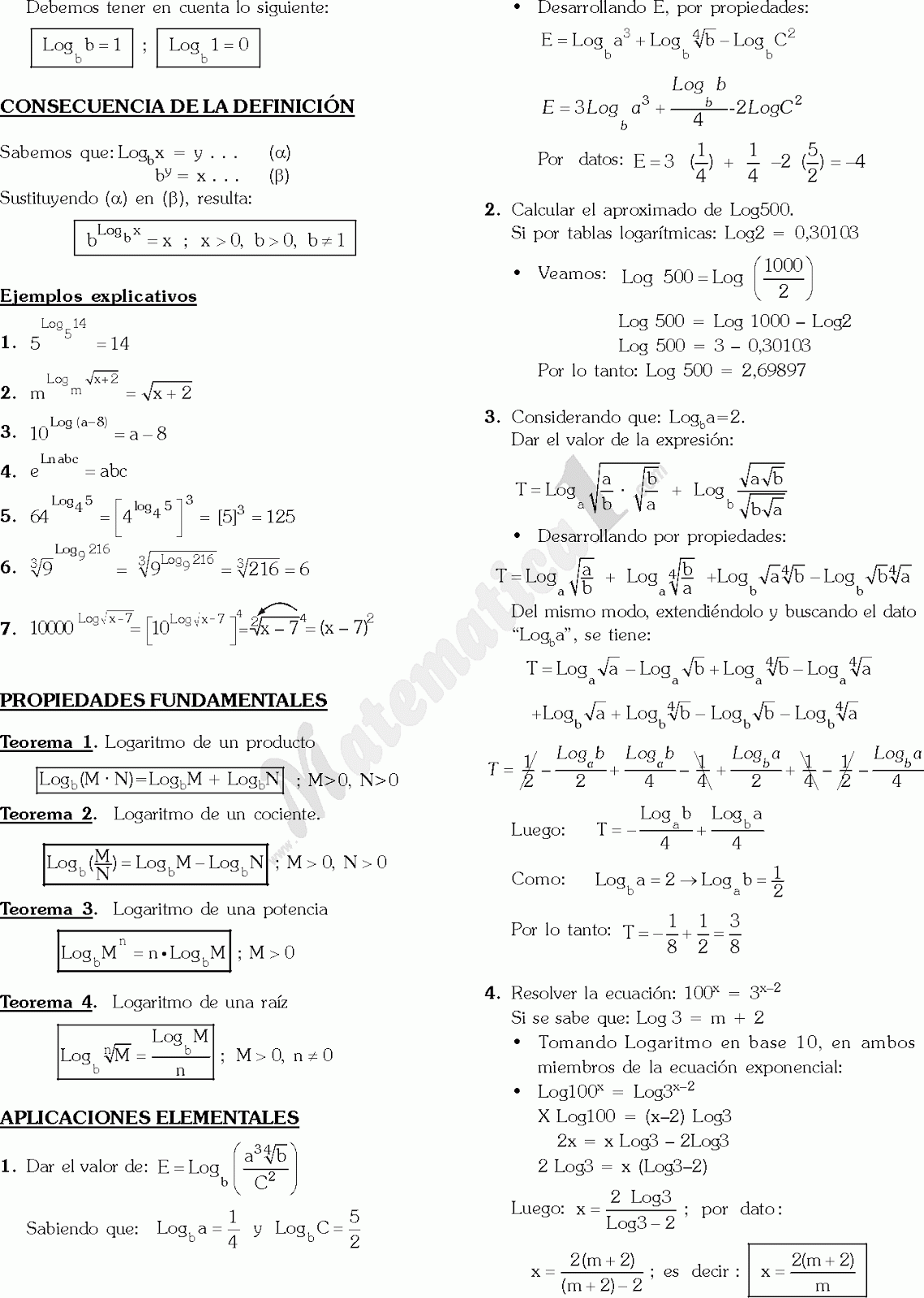 LOS LOGARITMOS EJERCICIOS RESUELTOS PDF