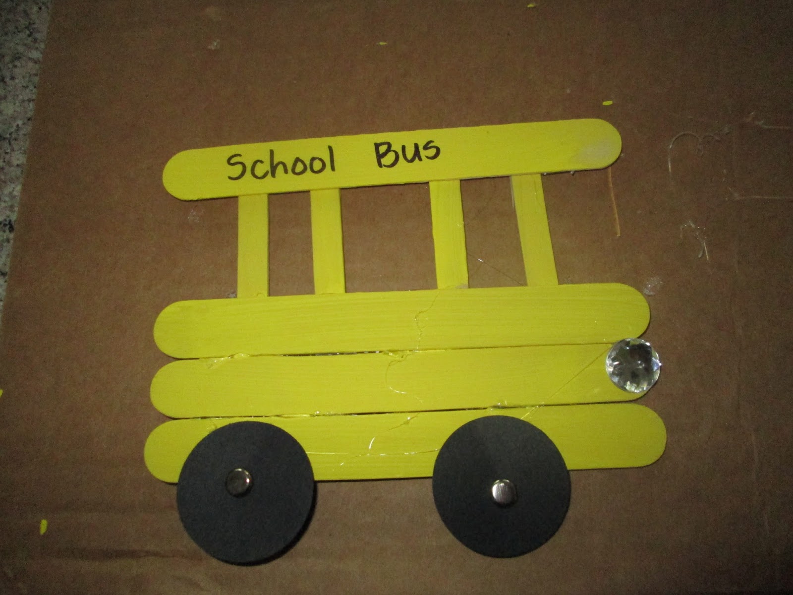 roommom27 School Bus Made with Popsicle Sticks For Meals on Wheels