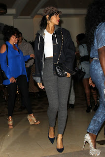 Rihanna leaving Bouchon Restaurant
