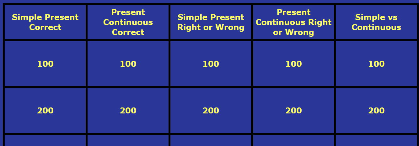 https://jeopardylabs.com/play/simple-present-vs-present-continuous