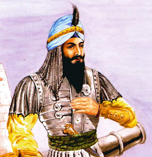 Hari Singh Nalwa stands next to a connon