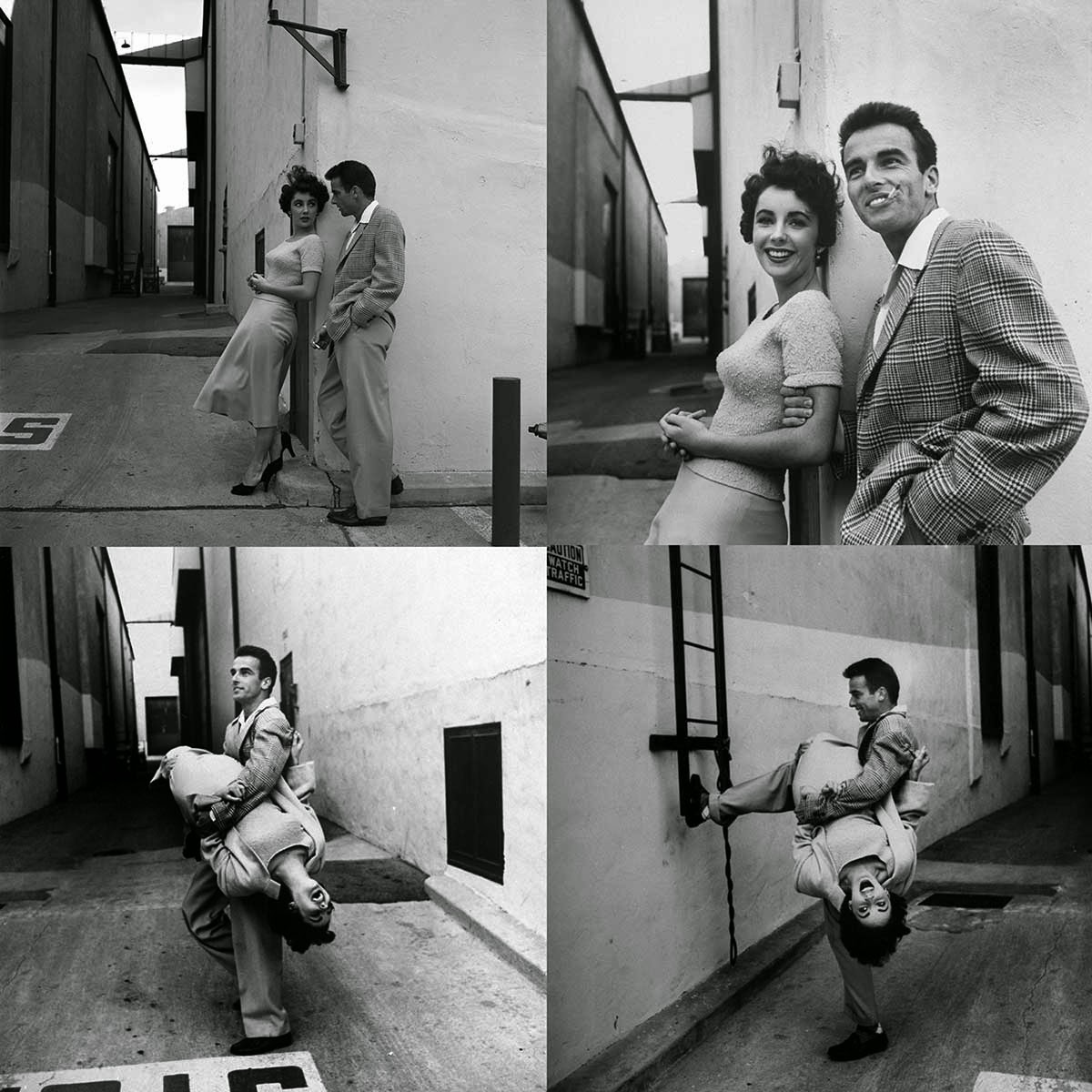 Elizabeth Taylor e Montgomery Clift in una pausa dalle riprese di "A Place in the Sun" (1950)