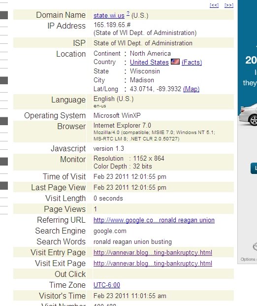 website log, Ronald Reagan Union Busting