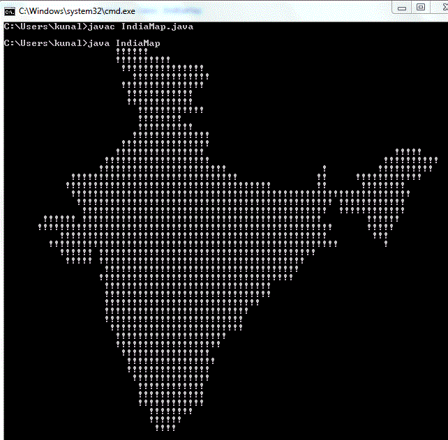 Java Code to print map of India study materials for competitive exams