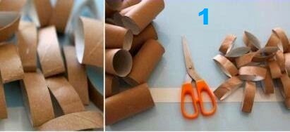 Waste paper wall decorations | interior decoration idea using waste tissue paper roll