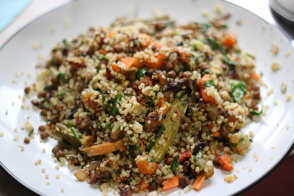 Wholesome Vegan Recipe Roasted Root Vegetables, Lentils & Quinoa Warm