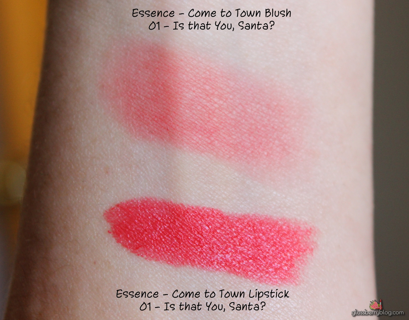  Essence - Come to Town Collection is that you santa lipstick blush אסנס קולקציה סילבסטר מהדורה מוגבלת סקירה סומק קרמי שפתון גלוסברי בלוג איפור וטיפוח