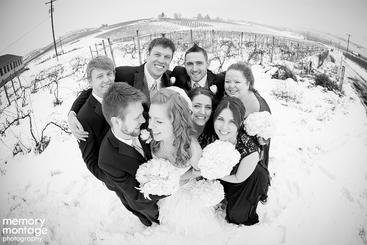 snowy December wedding at Fontaine Estates Winery Naches