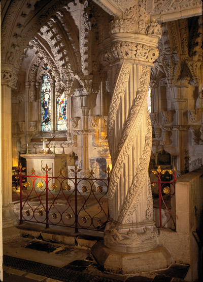 Apprentice Pillar inside Rosslyn Chapel