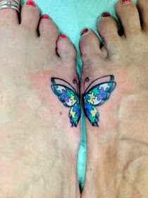 ♥ ♫ ♥ Matching foot tattoos (Great for mother and daughter to represent a family member on the spectrum or a best friend.)  ♥ ♫ ♥