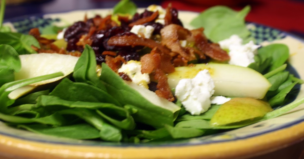 Life with the Mozas Spinach Salad with Bacon Dressing, Goat cheese and