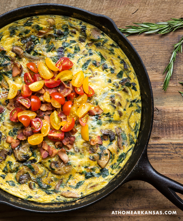 Euna Mae's spinach mushroom frittata with bacon