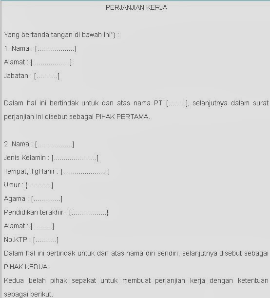 Contoh Surat Perjanjian Kontrak Kerja Terbaik Contoh Surat Perjanjian Kontrak Kerja Terbaik
