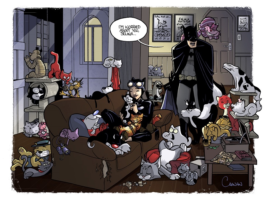 Catwoman a creepy cat lady with cats from all over pop culture