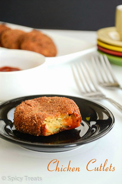 Spicy Treats Chicken Cutlets / Chicken Tikkis / Chicken Cutlets Recipe