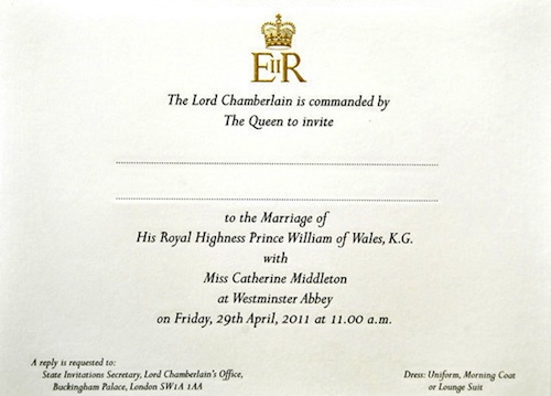 royal wedding invitation card. prince william wedding invitation card. royal wedding invitation card.