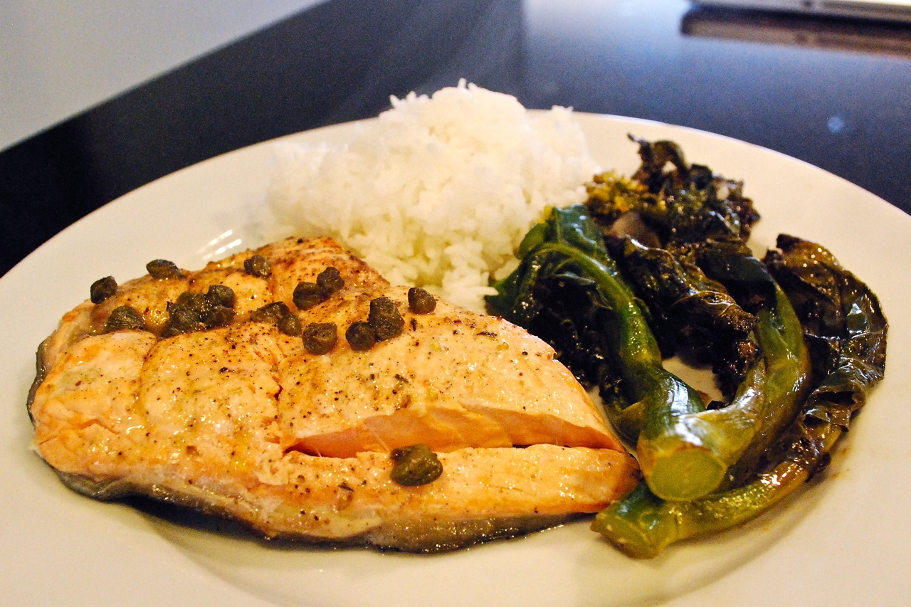 Homemade Cast Iron Baked Salmon & Vegetables