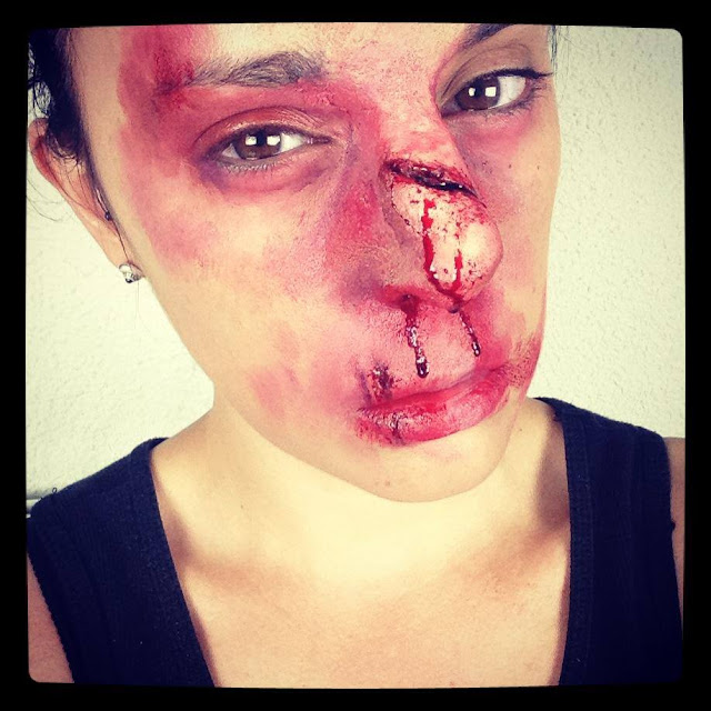 Maquillaje efectos especiales: Nariz rota, Special Effects makeup: Broken nose Halloween Silvia Quirós