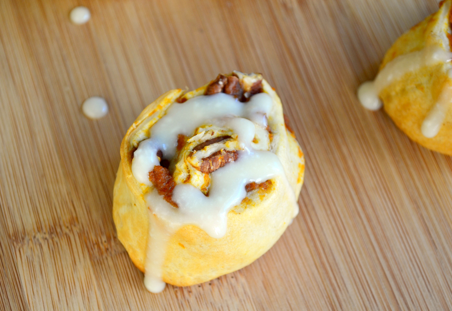 K&K Test Kitchen Easy Pumpkin Cinnamon Rolls with Maple Cream Cheese Icing
