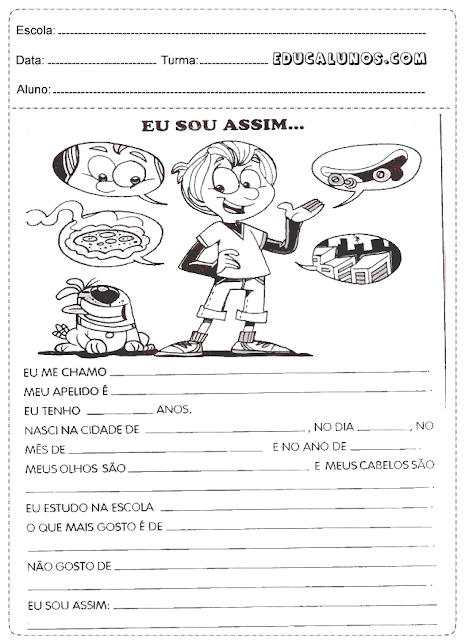 Atividade com o tema: Eu sou assim