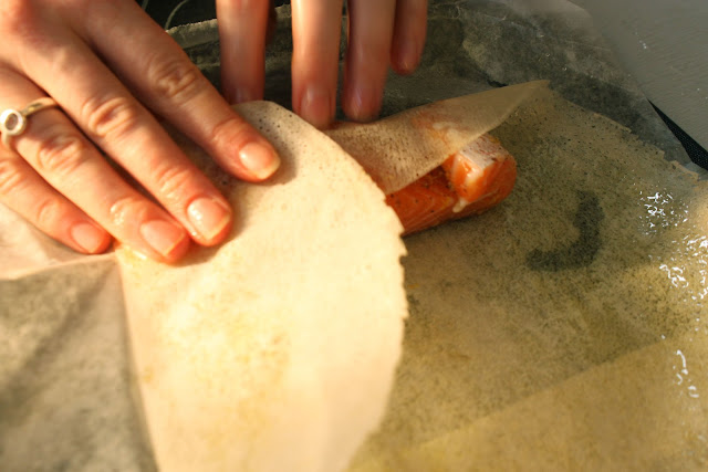 Salmon wrapped in feuilles de brick