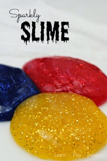 How to make sparkly slime - our favorite two ingredient base recipe with added color and the best glitter on the market.