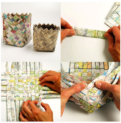 Papeleras con papel de regalo reciclado por Recicla Inventa