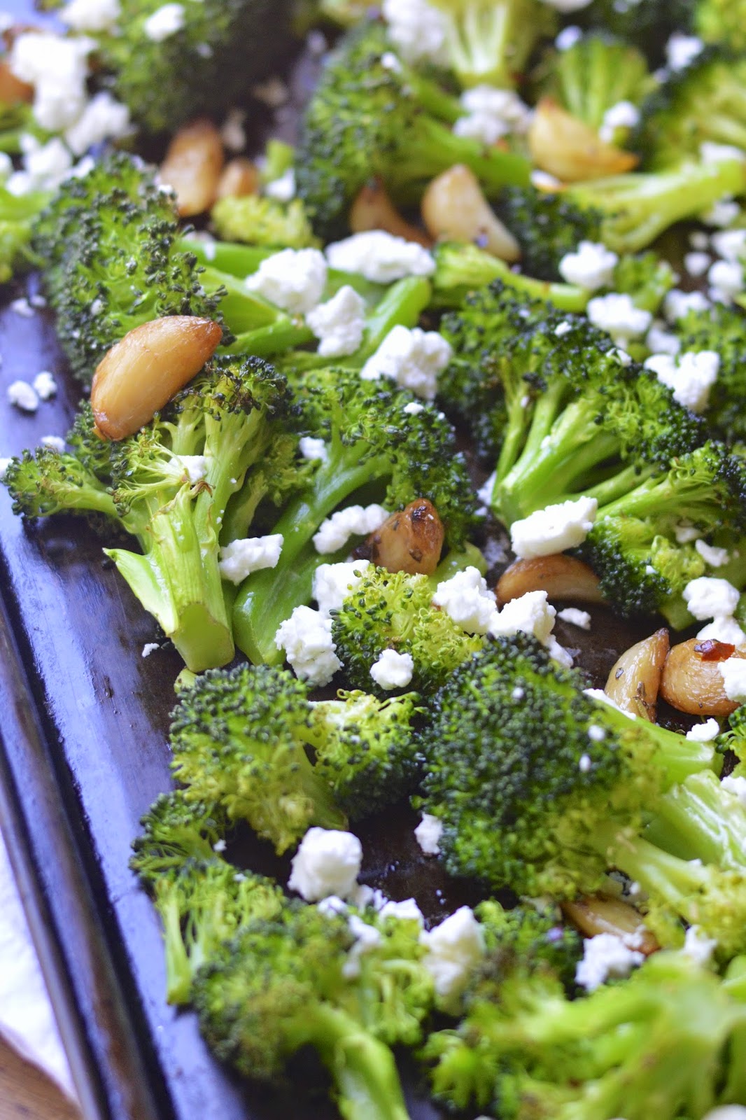 Roasted Broccoli and Garlic with Feta Cheese Virtually Homemade