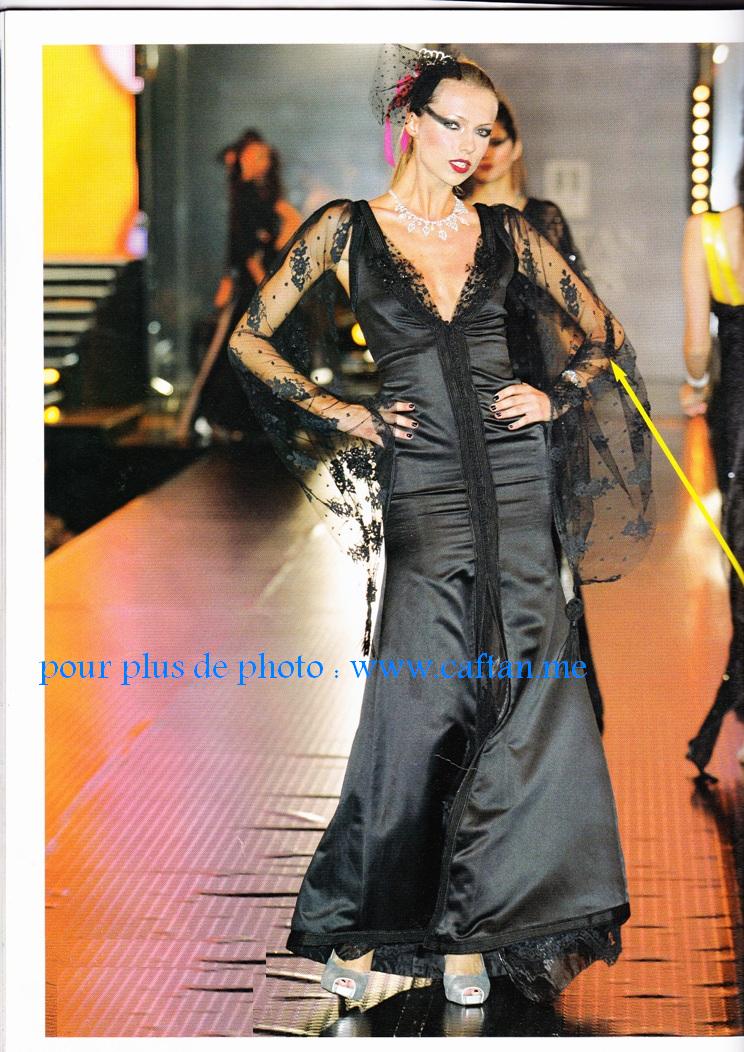 caftan noir manches dentelles