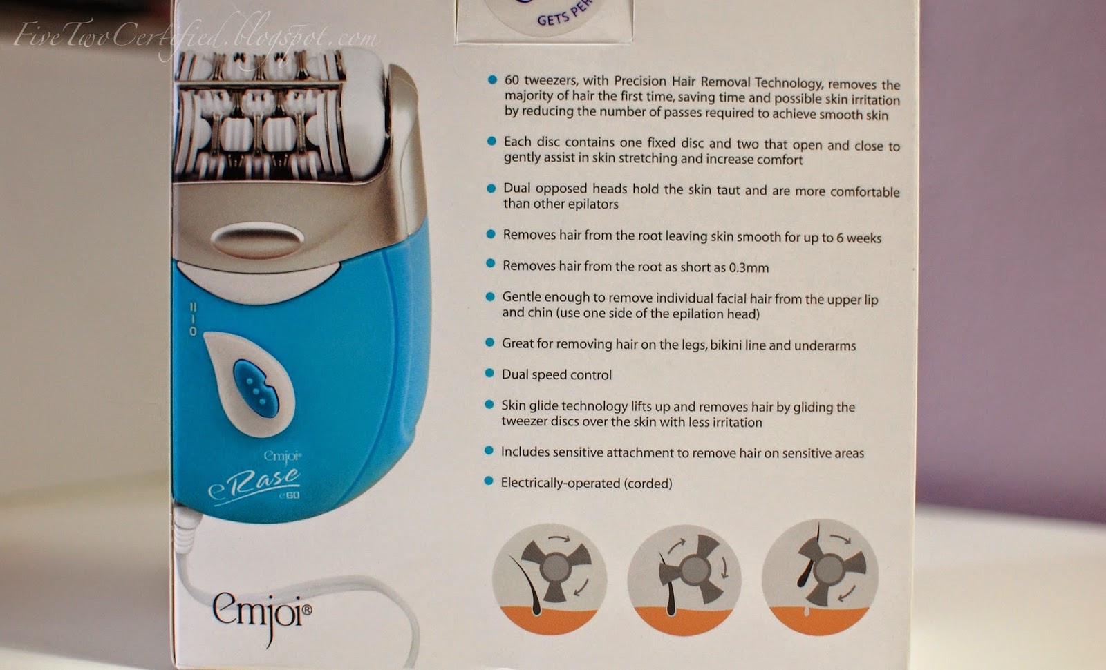 fivetwo beauty Review Emjoi eRase e60 Epilator
