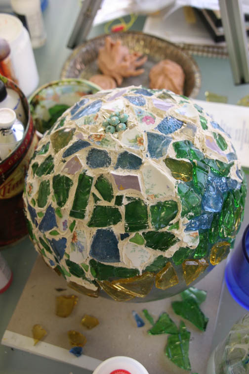 Eat Drink Paint • Kim Rempel orchard painting progress + bowling ball