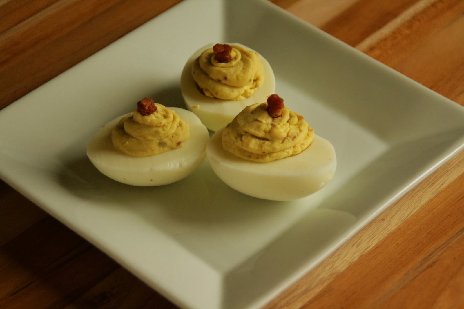 Nutmeg and KoKo Bacon Onion Deviled Eggs