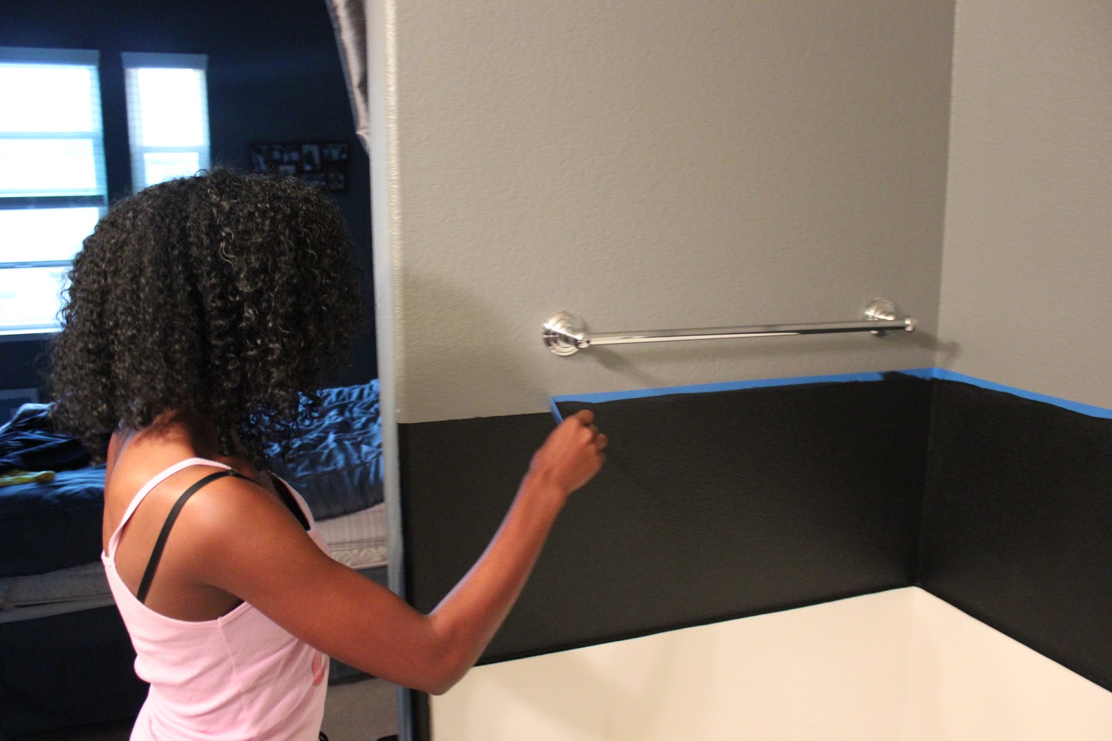 bathroom two tone tape master painting frame inside removing finally done paint