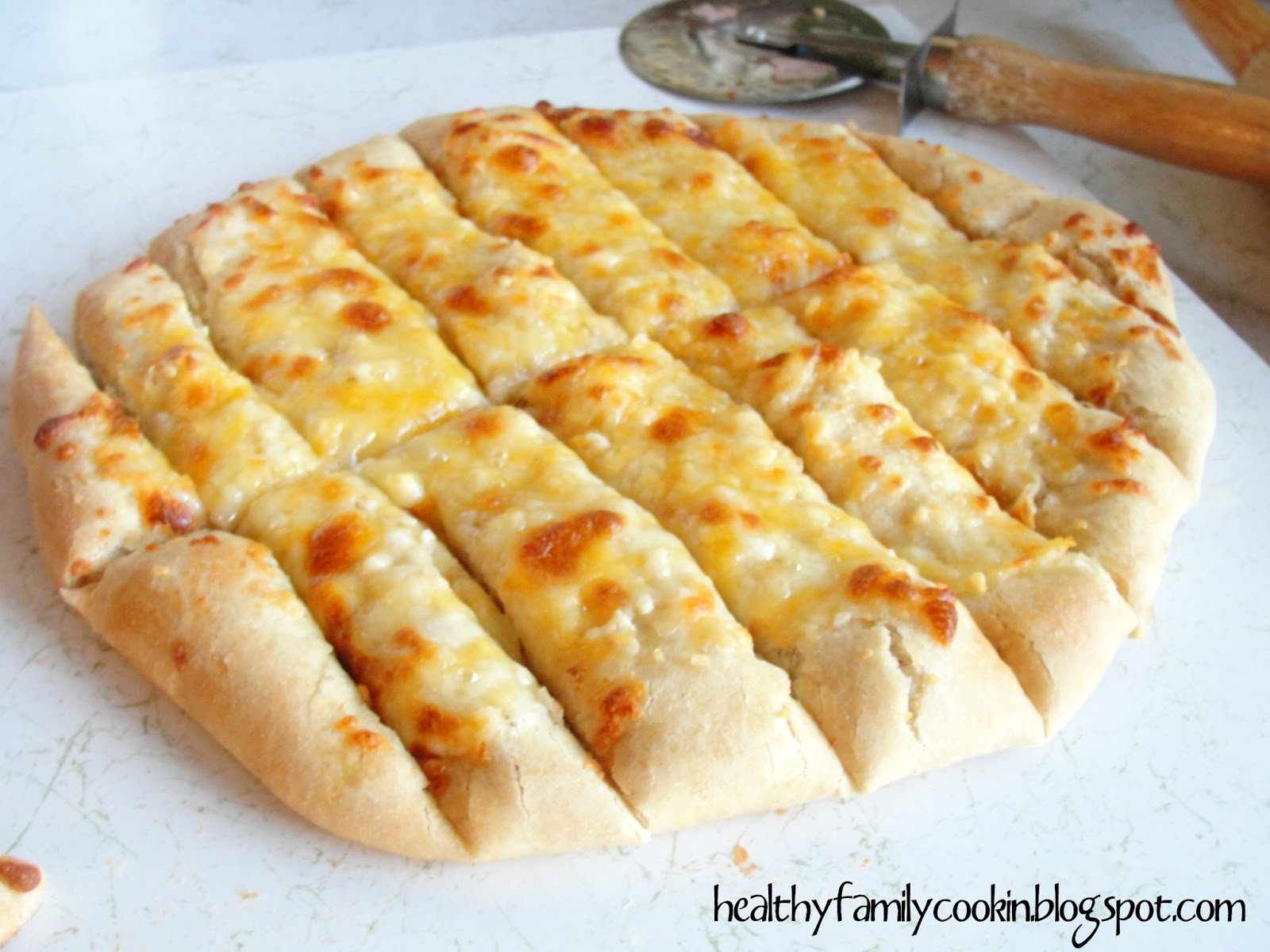 Healthy Family Cookin' Cheesy Garlic Breadsticks