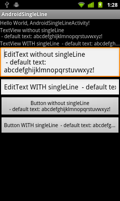 Example of using android:singleLine