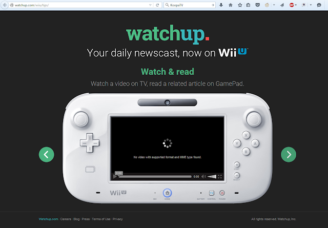 Watchup Wii U tips Watchup now on Wii U daily newscast Gamepad website error bugs